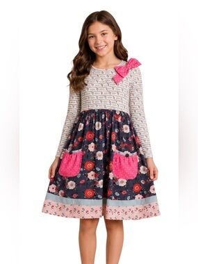 Matilda Jane Navy Floral Pockets Whimsical Dress – Size 16Y NWOT